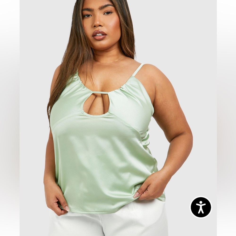 NWT BooHoo Mint Satin Cami Top
